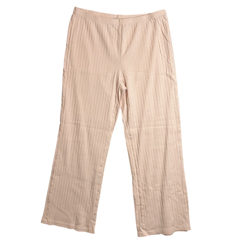 Orange Kiss Essentials Women's Pink Ribbed Sleep Lounge Pants Size L